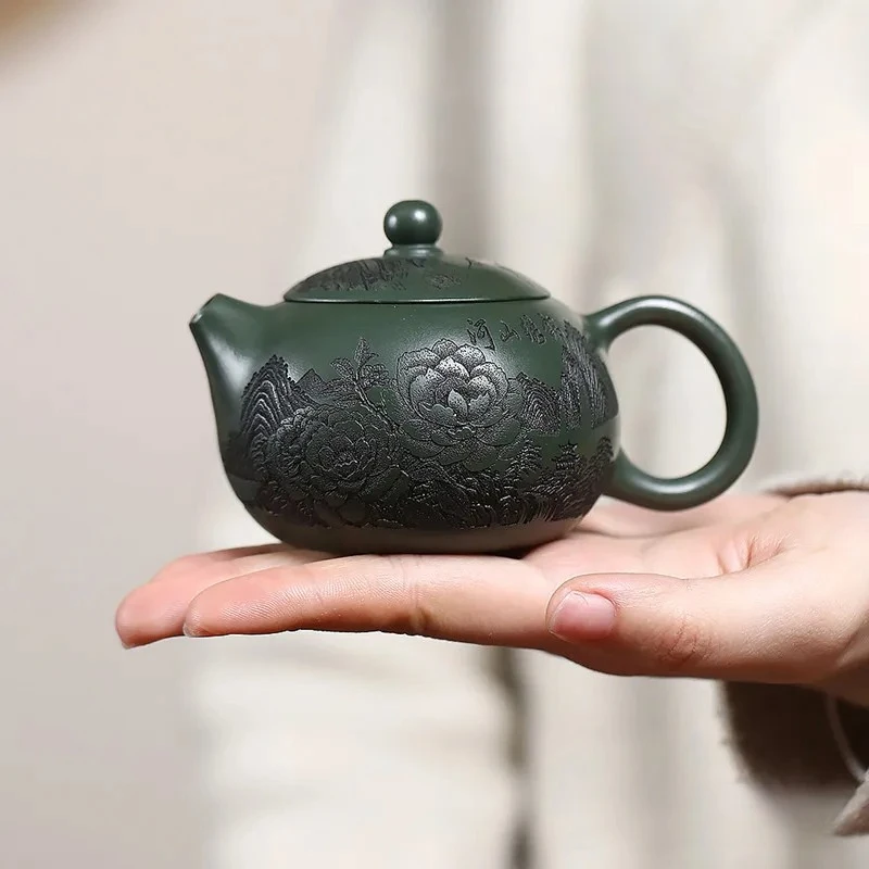 Chinese Yixing Handmade Purple Clay Teapot Tradition Household Beauty Tea Pot Hand-carved Flower Kettle Zisha Tea Set 150ml