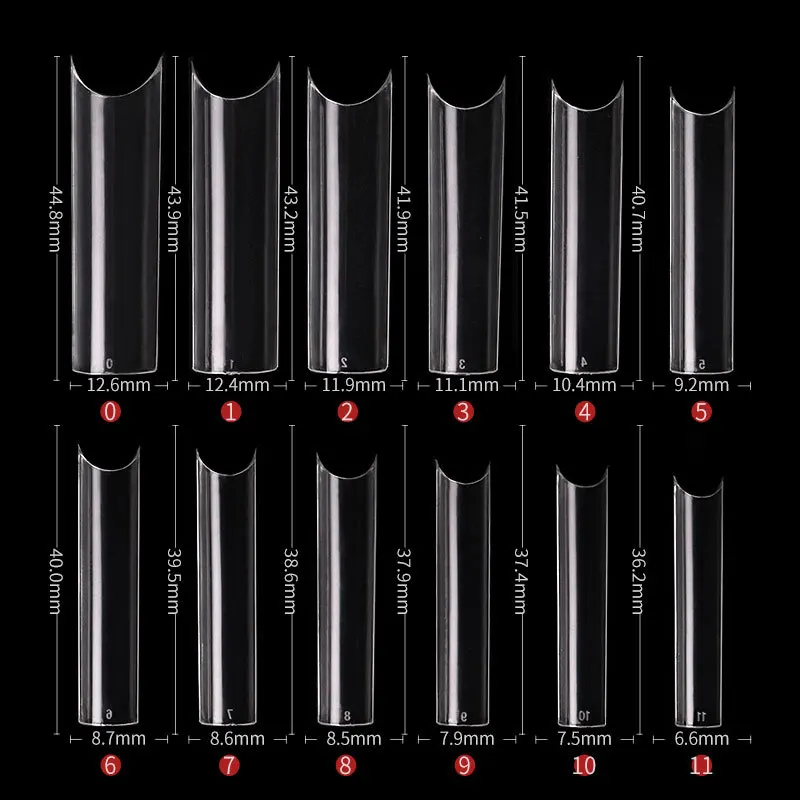 240 pièces/boîte en forme de C étendu français faux ongles Sandwich 12 tailles Extension double formes cercueil amande moule à ongles pour bricolage Salon d'art