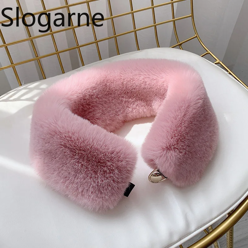 2025 New Winter Faux Fox Fur Collar Shawl Thick Warm Neck Protection Coat Hood Decor Push Fur Scarf Neckerchief Jacket Collar