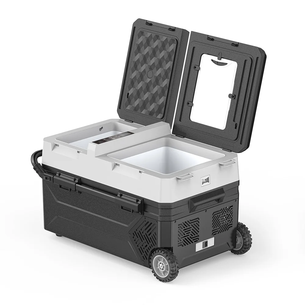 Factory Direct 12V Dual Zone Car Refrigerator Luxury Mini Portable 42L-57L Freezer/Refrigerator for Camping 24V Compressor