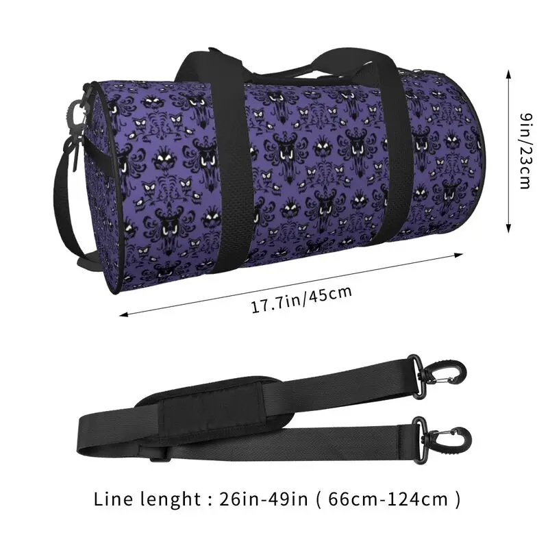Happy Haunted Mansion Print Travel Duffel Bag Lightweight Waterproof Sport Yoga Gym Fitness Bag with Shoe Compartment Wet Pocket