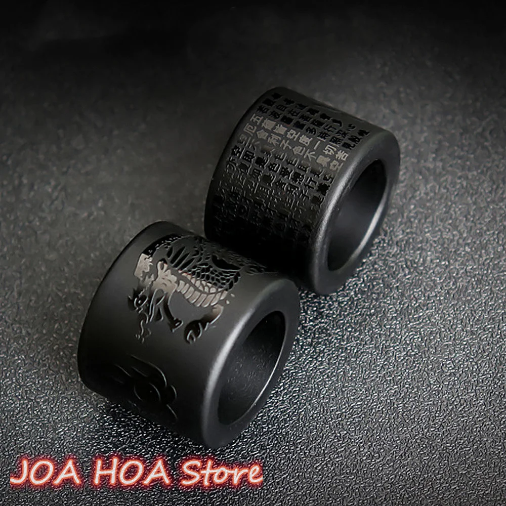 Top Selling Ring Natural Obsidian Wrench Finger Male Dragon-roar Nine Days Hand-ring Dragon Transfer Amulet Quality Fine Jewelry