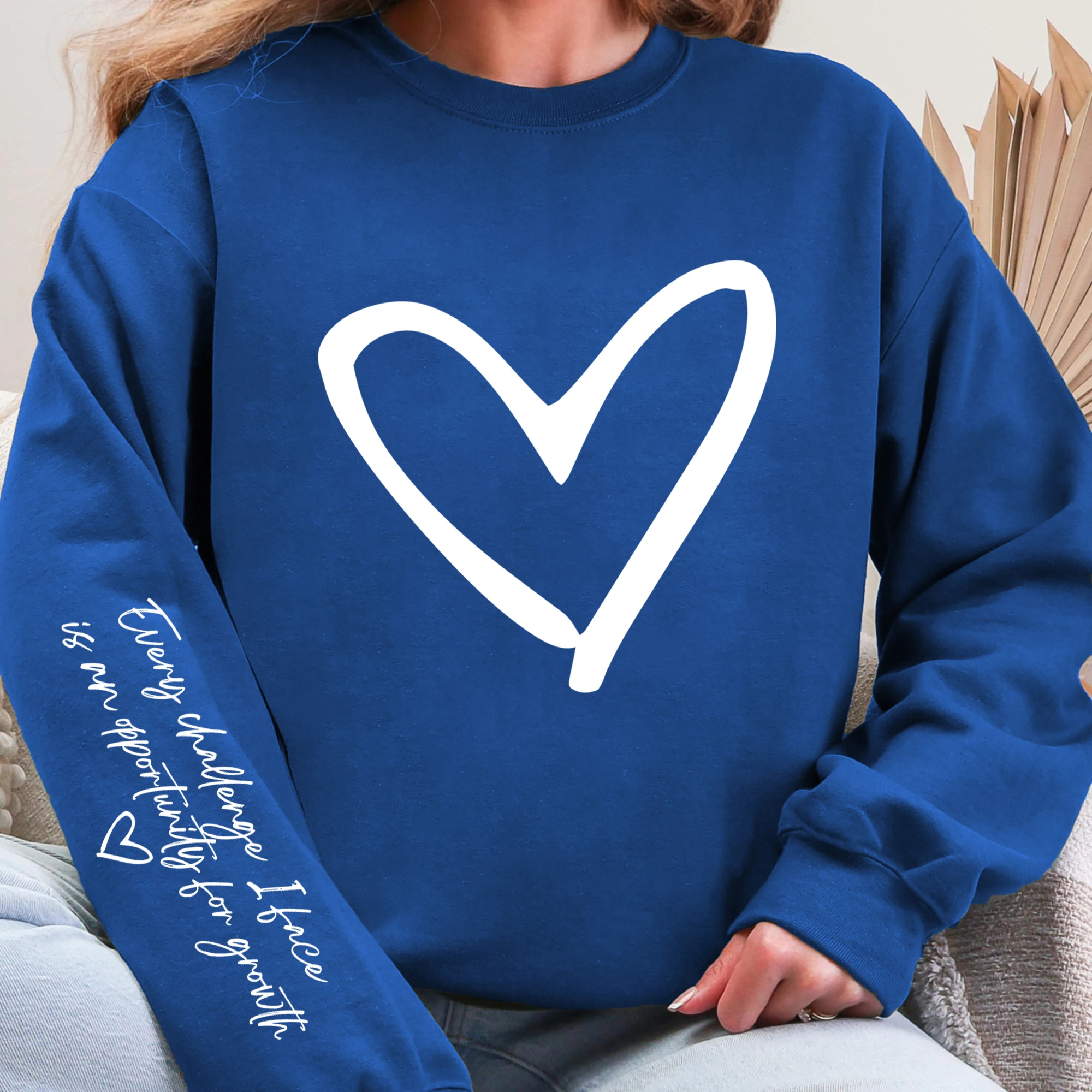 간단한 사랑 모양 인쇄 여성 스웨터 힙합 양털 탑 오-넥 가을 스포츠웨어 멀티 컬러 오버 사이즈 스웨트 셔츠