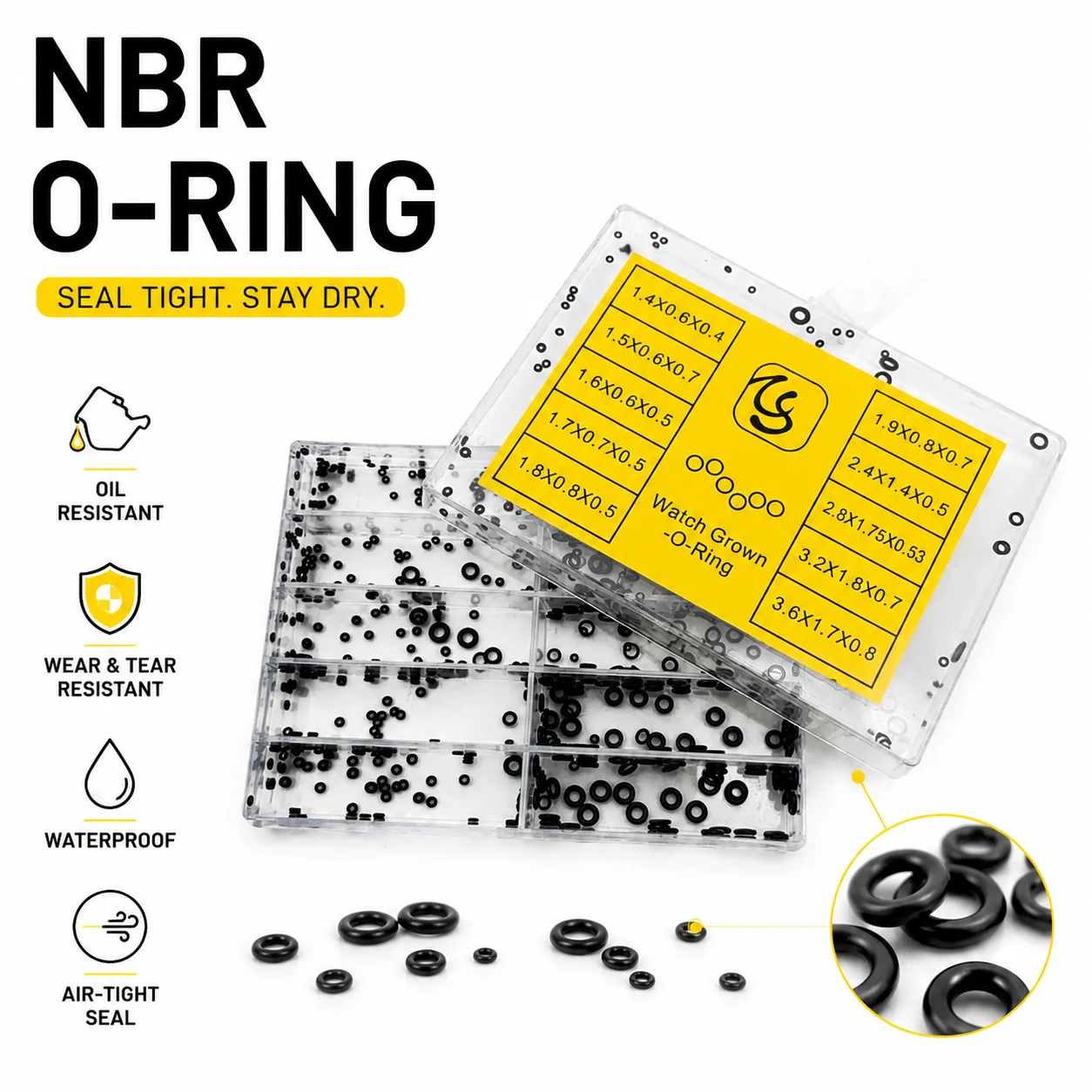 Watch Back Cover Gap Anti Leakage Watch O-ring Nitrile Rubber Ring OD 1.4-3.6mm ID 0.6-1.7mm CS 0.4-0.8mm Watch Accessories