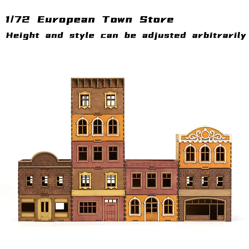 Loja cidade europeia madeira montagem puzzle modelo, DIY paisagem arquitetônica pingente, 1: 72