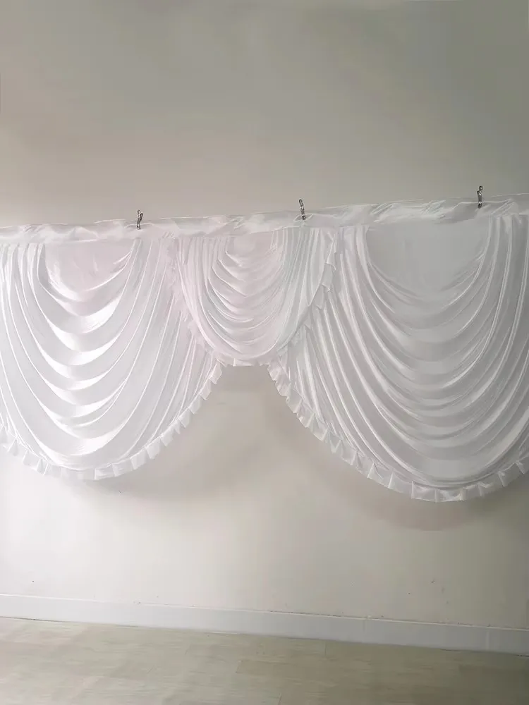 

3/6M Ice Silk Swag Ruffles Drape Panel Wedding Stage Background Event Party Decor Drapery Party Banquet Backdrop Curtain Swag
