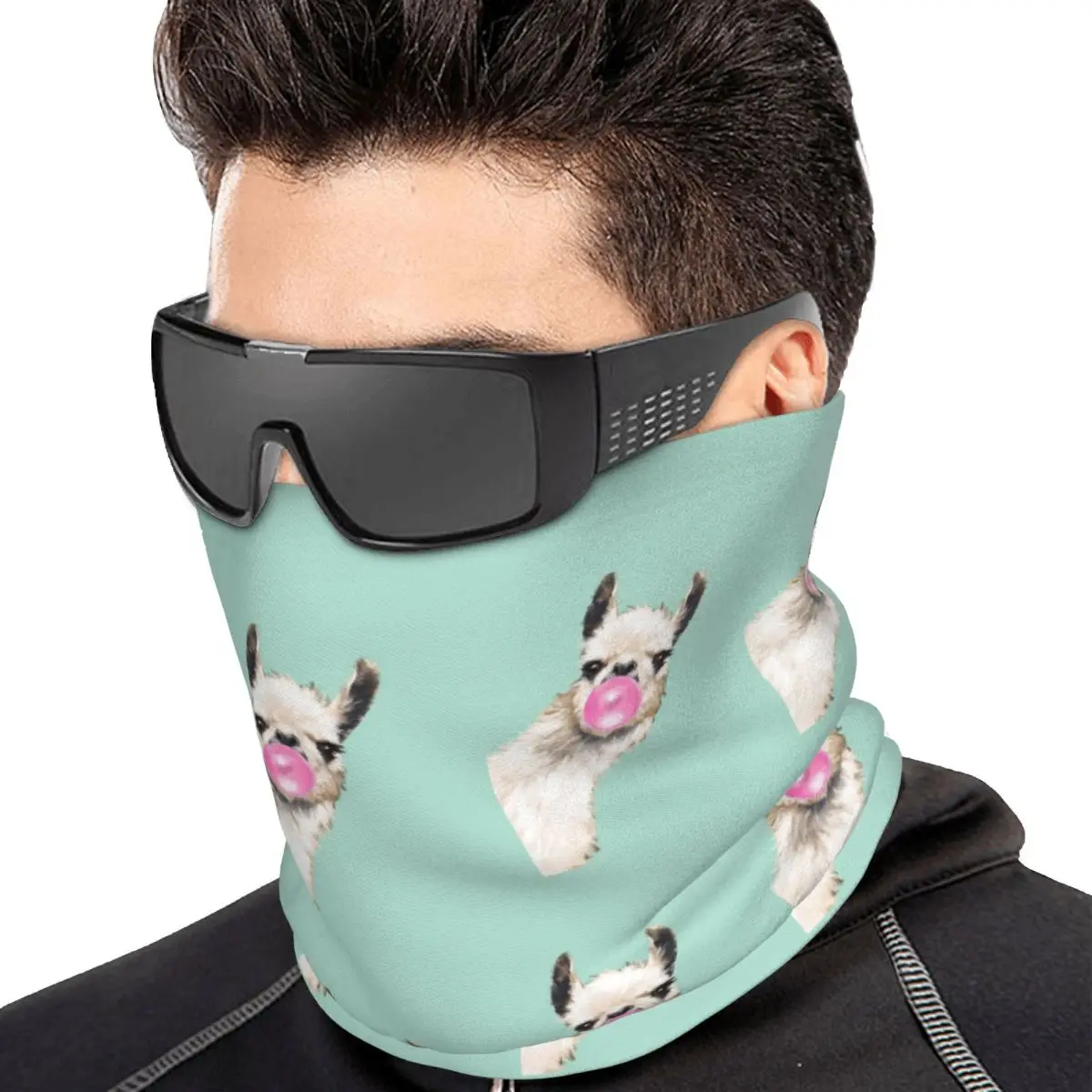 Llama Alpaca Animal Bandana Neck Cover Printed Mask Scarf Riding Balaclava Unisex Adult Winter