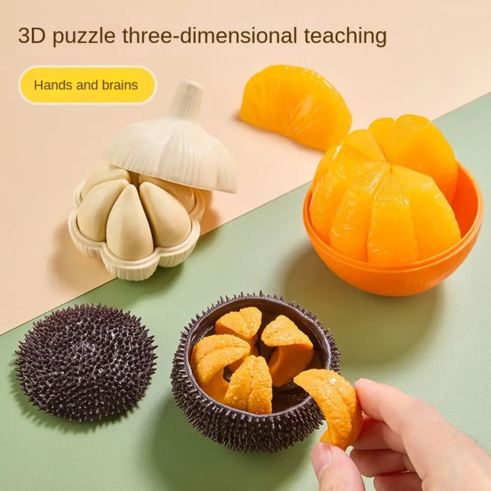 DIY Pretend Play Toys Simulation Sea Urchin Orange Shape Color Pairing Puzzle Food Play House Early Education Toys For Children