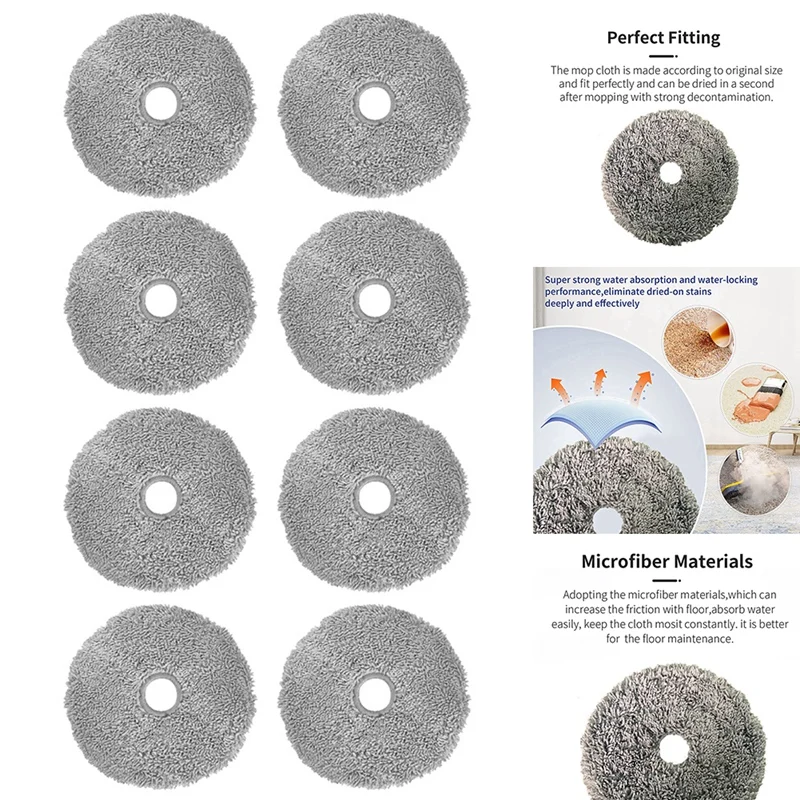 ABBK-Washable Mop Cloth For Lydsto W2 / UWANT U200 Robotic Vacuum Cleaer Replacement Spare Parts Mopping Pad