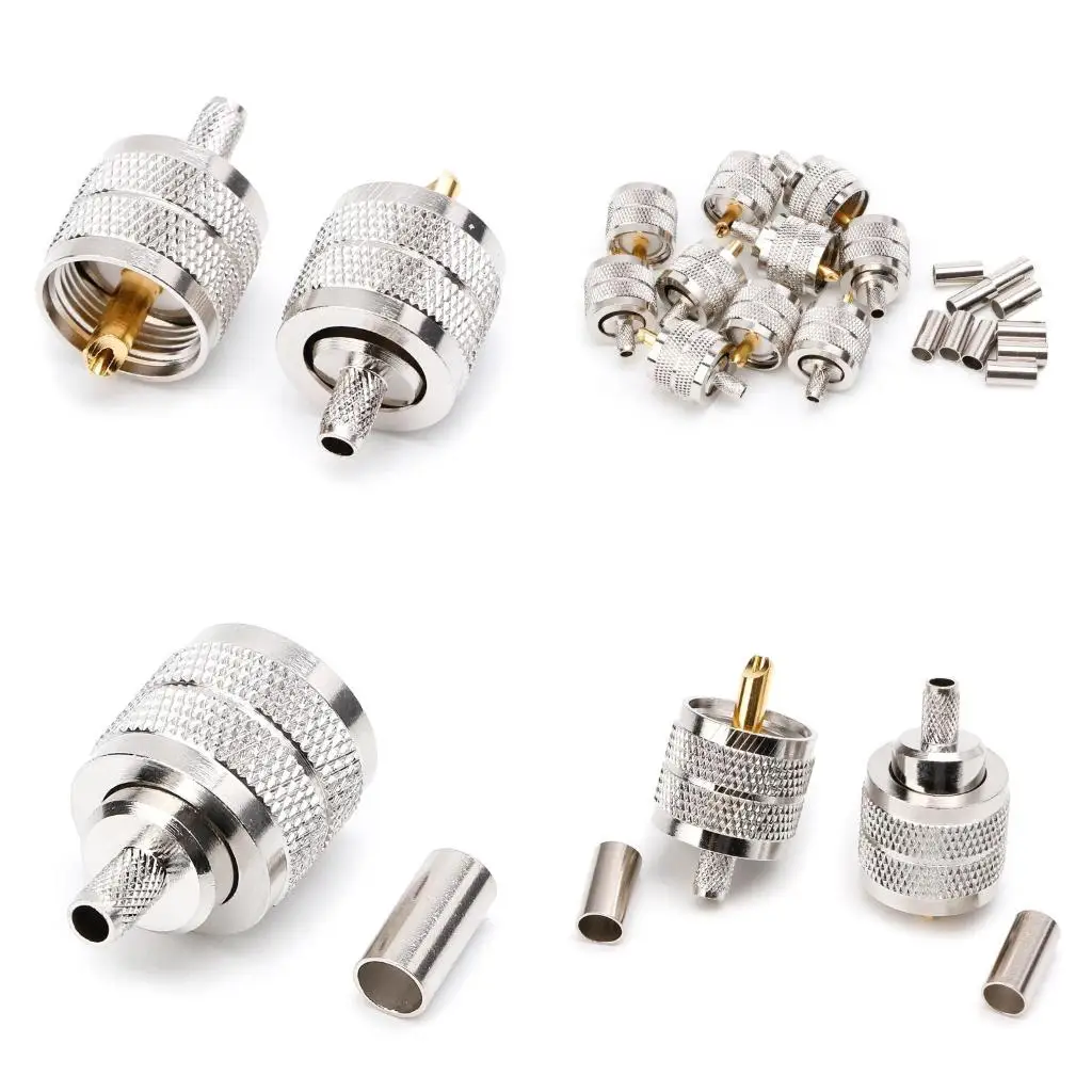 10PCS UHF Male PL259 Plug Crimp RG58/142 LMR195 RG400 Screwed Coupling Connector Tool