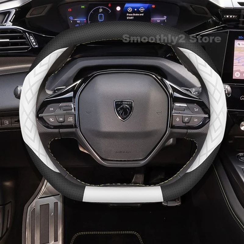 

Leather Car Steering Wheel Cover For Peugeot 308 e308 e5008 5008 e3008 3008 2008 e2008 2021-2024 2025 Auto interior Accessories