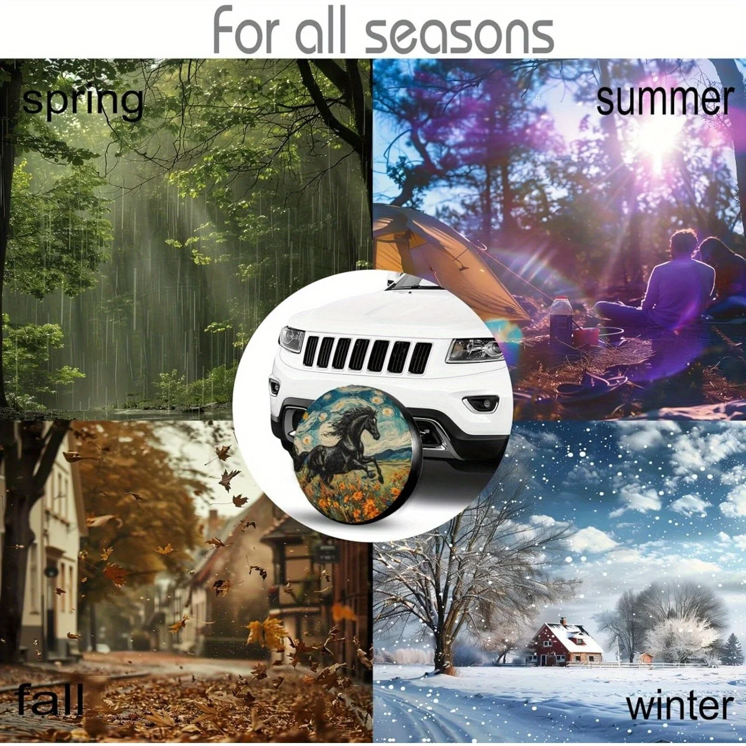 Funda para Llanta de Repuesto con Diseño de Noche Estrellada para RV, SUV, Remolque, Caravana, Protector de Rueda Impermeable, Funda de Rueda con Diseño de Animal