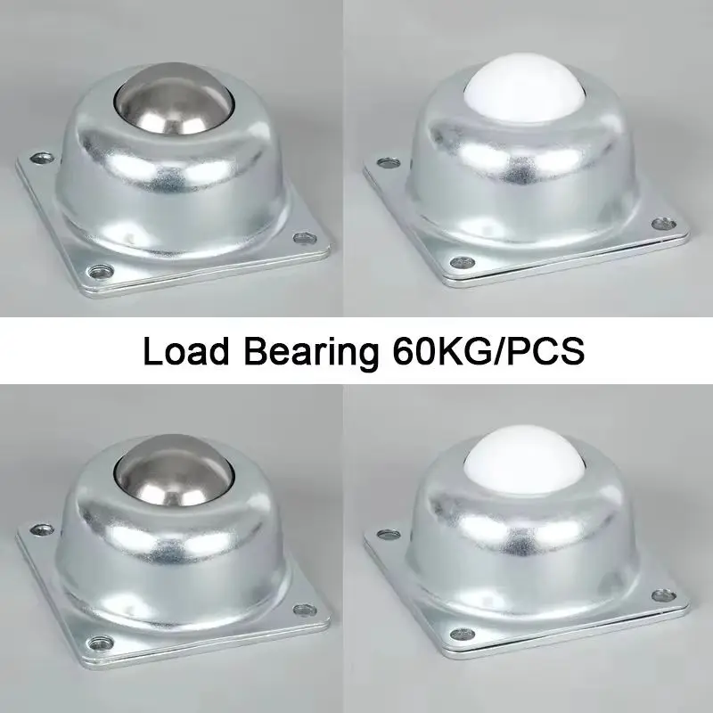 4PCS Metal Heavy Precision Conveying Transfer Units Ball Bearing Conveyor Rollers Universal Bull's Eye Wheels Loading 60KG/PCS