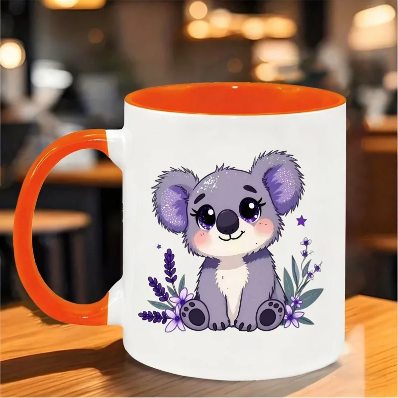 Customizable Lavender Koala Mug - Perfect Festival and Birthday Gift, Unique Ceramic Coffee Cup for Animal Lovers