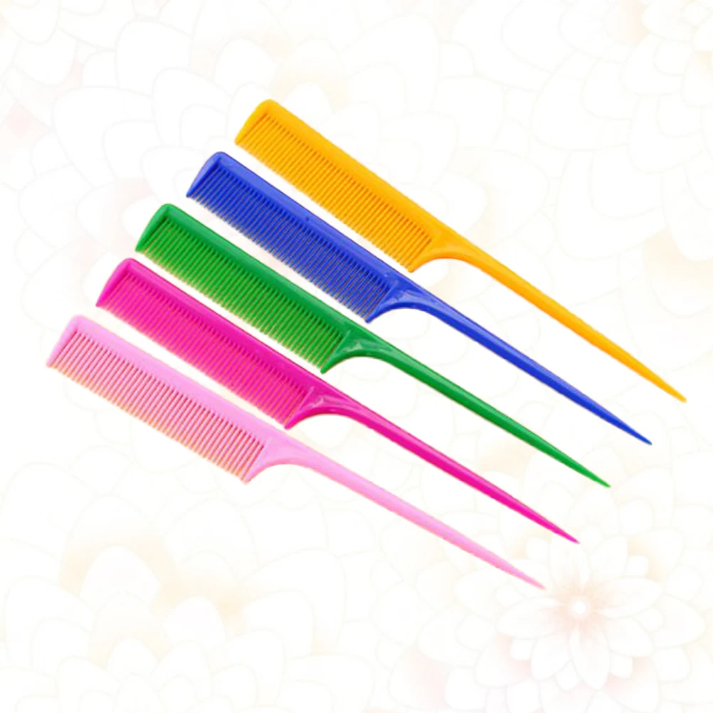 

5Pcs Sharp Tail Comb Fine Tooth Hairdressing Brush Long Handle Salon Hairbrush for Hair Preparation Sectioning Coloring