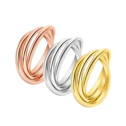 Stainless Steel 3 in 1 Rolling Ring Wedding Band for Women Girl Size 5-12