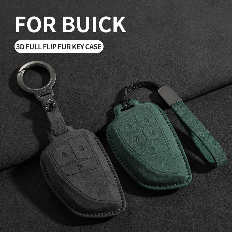 

Suede Leather Car Key Cover Case Fob For Chevrolet Tahoe Suburban GMC Yukon For Buick Regal Envision GL8 ENVISION S Plus Avenir