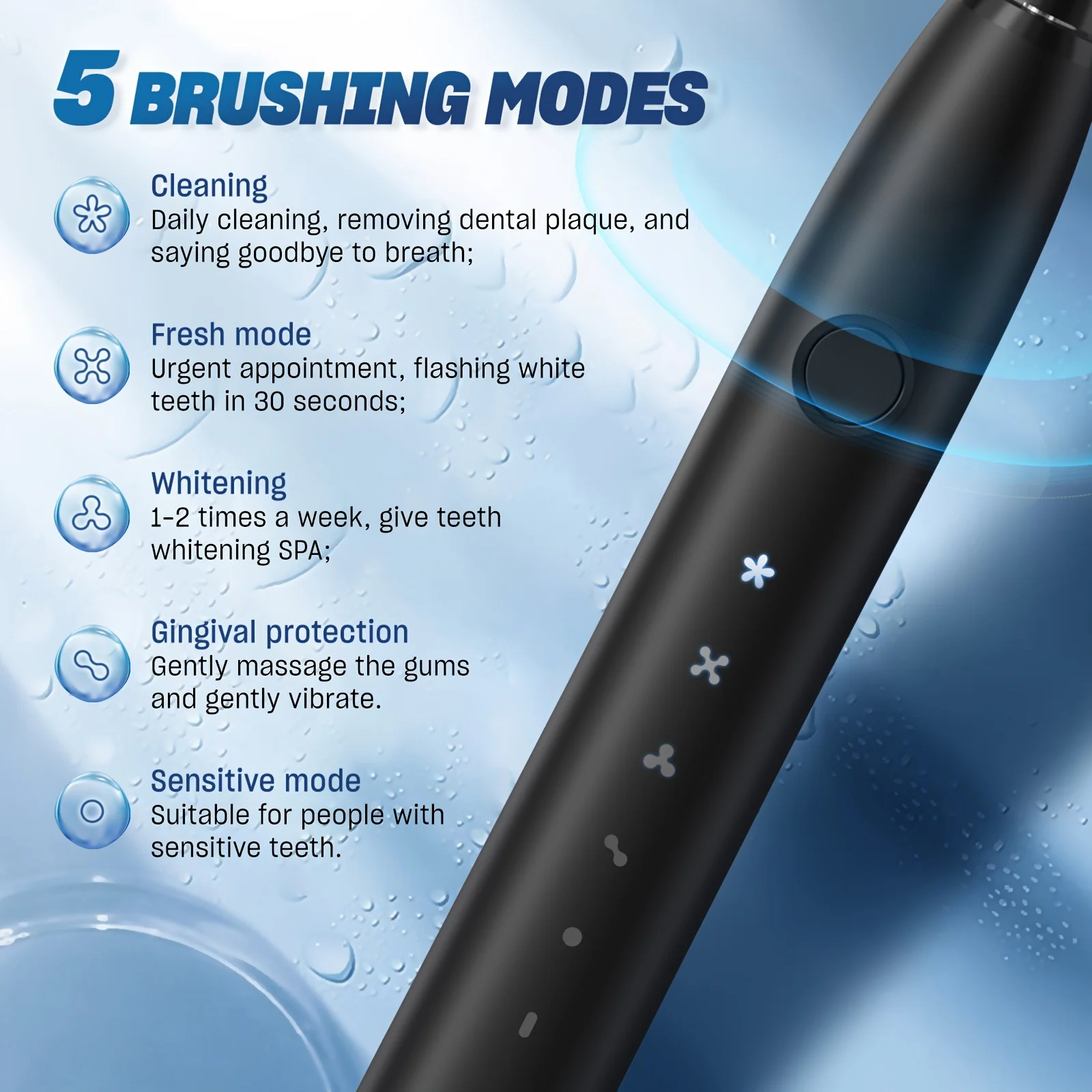 Sejoy Electric Toothbrush With 8 Replacement Brush Heads Whitening Portable Sonic Toothbrush Rechargeable with Travel Case