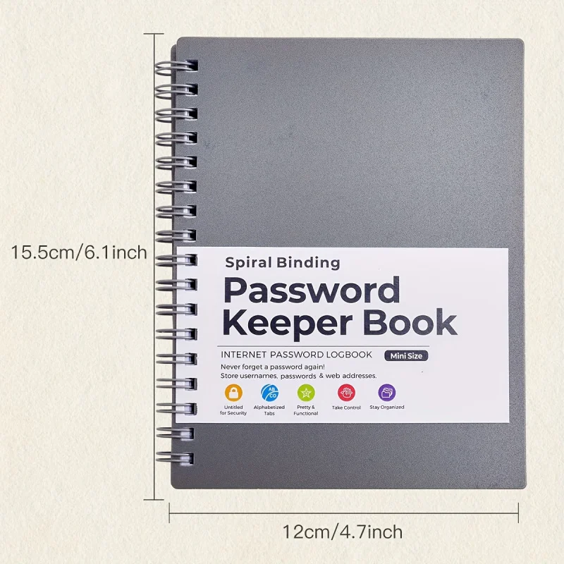 1 password storage book, letter password log and organizer, mini size personalized password log