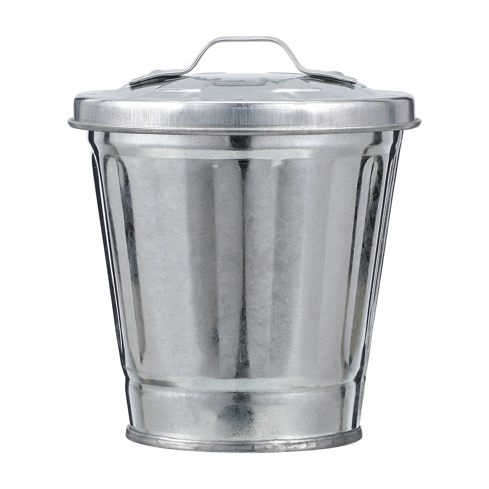 

1pc Mini Trash Can Desktop Storage Jar Small Size Metal Material Waste Paper Basket Garbage Container Flower Pot Tabletop