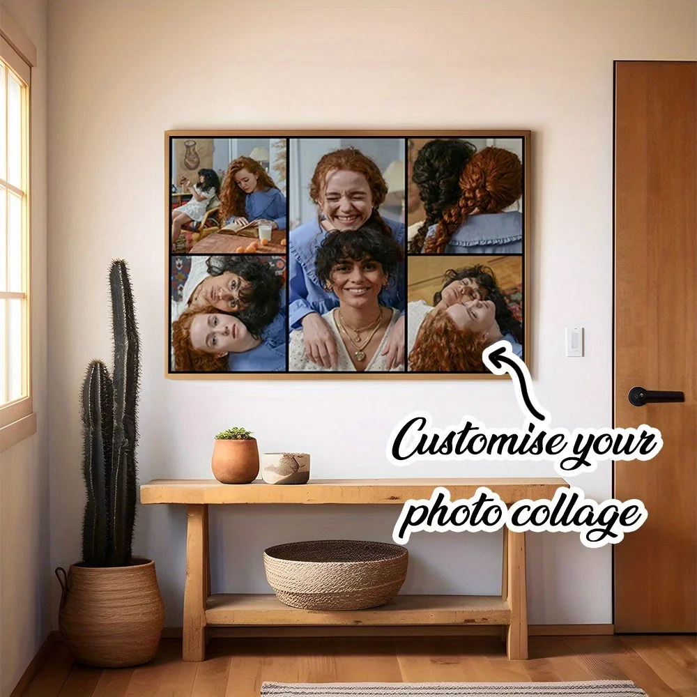 2D ，Customizable unframed Canvas Multiple Photos(5 Photos), Ideal for Bedroom Decor with a Patchwork Design Using Your Images