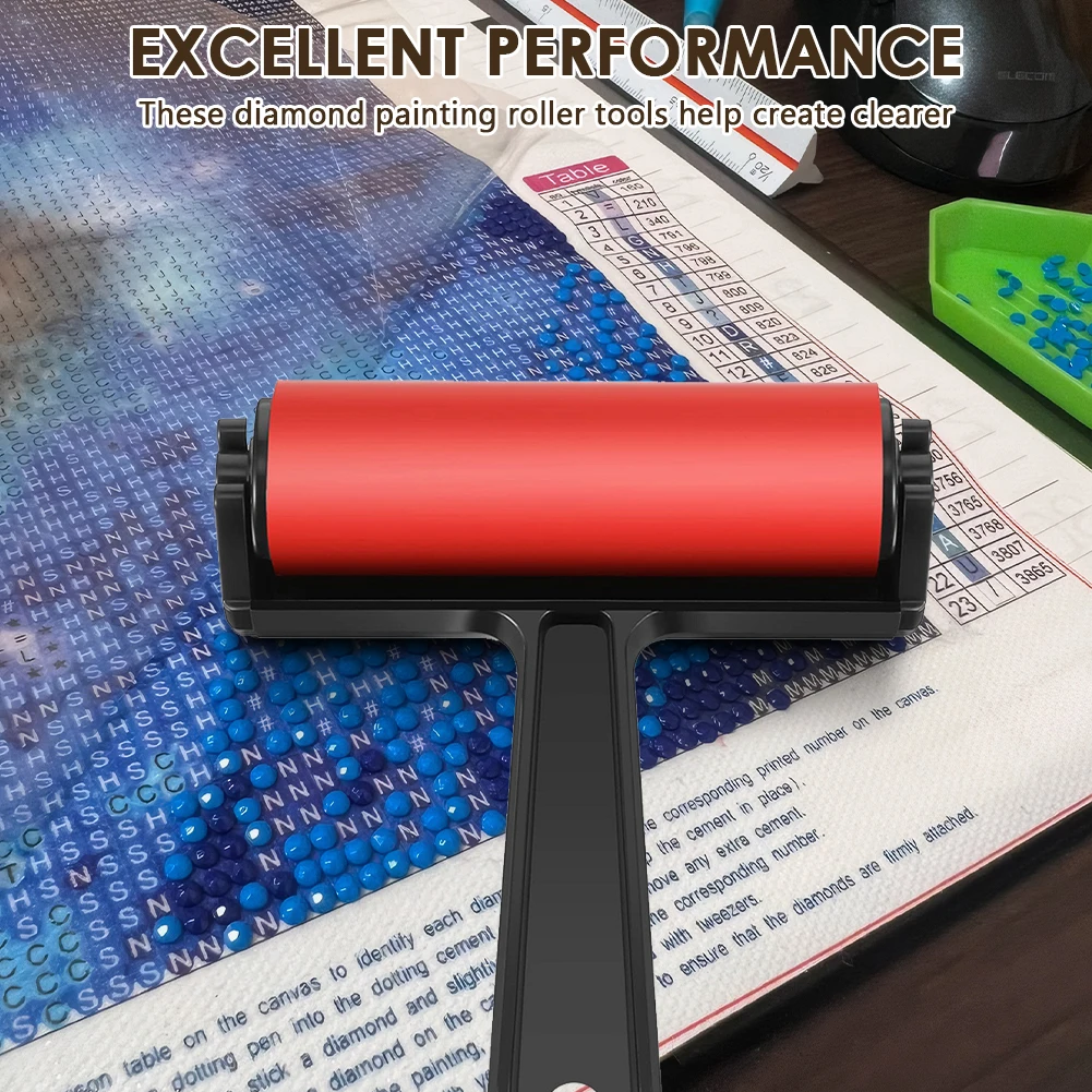 

3Pcs Diamond Painting Supplies with Red Diamond Roller Scraper and Small Brush Crafting Tools for Crafts and Home Decor