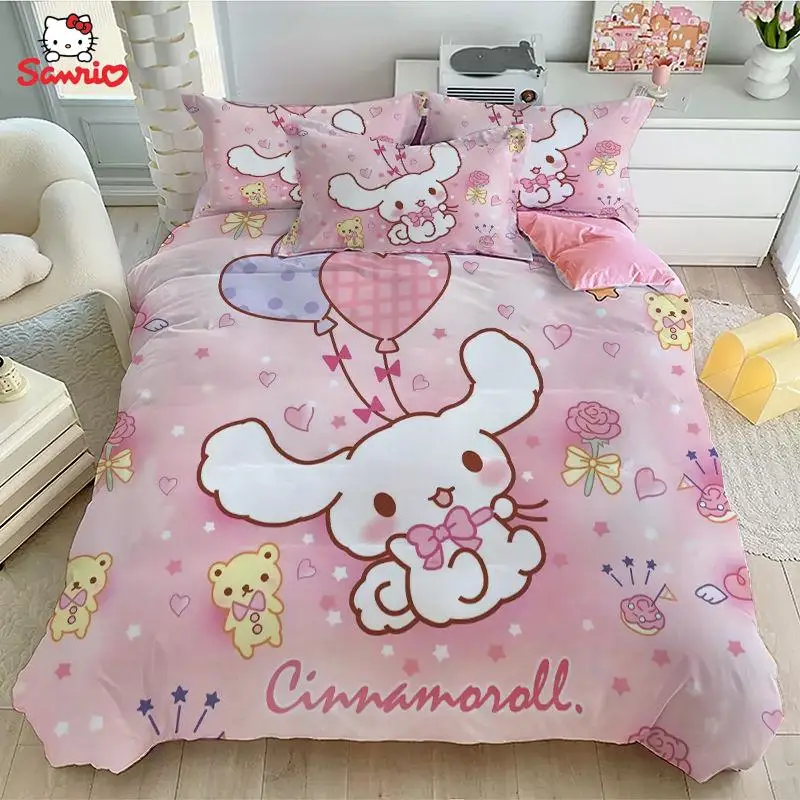 

Kawaii Cinnamoroll Four-Piece Set Anime Cartoon Sanrio Quilt Cover Bed Sheet Cover 1.5M Bed 1.8M Bedding Dormitory Three-Piece