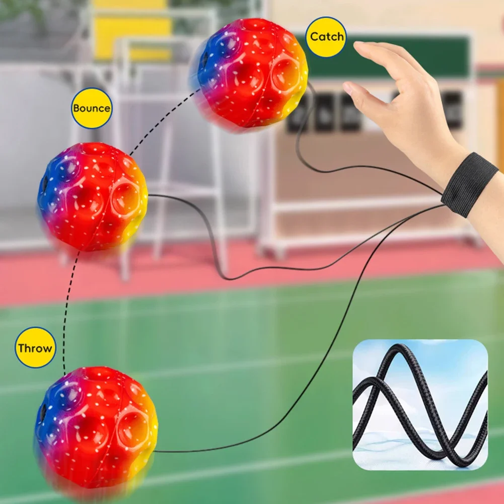ลูกบอลยางรีบาวด์แบบมีสายรัดข้อมือ สำหรับออกกำลังกายข้อมือหรือเล่นสนุก เหมาะสำหรับวัยรุ่นและผู้ใหญ่
