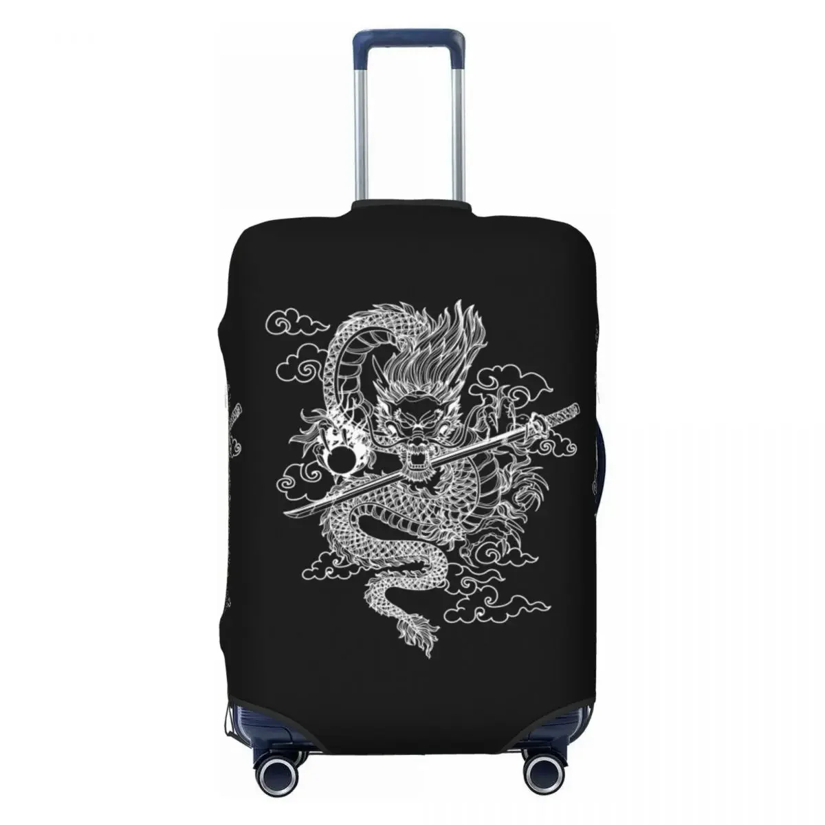 

Custom Chinese Dragon Luggage Cover Protector Fashion Japanese Oriental Mythical Travel Suitcase Covers for 18-32 Inch