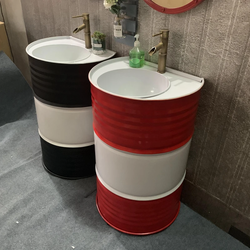 Industrial air wash basin creative bar personalized oil drum column platform integrated column washbasin