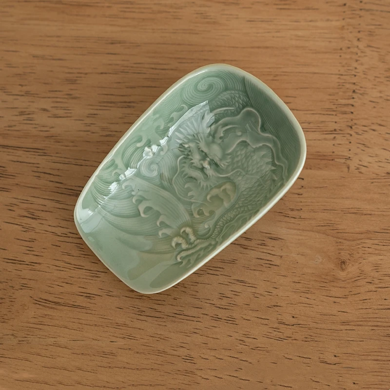 

Dragon Chinese Tea Spoon Celadon Cloud Cha Ze porcelain Set Accessories Ceremony Green Cha He Tea Scoops Lily Deng