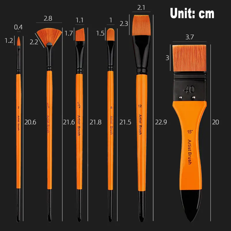 6 개/대 나일론 헤어 아티스트 아크릴 오일에 대 한 그림 브러쉬 수채화 브러쉬 아트 드로잉 펜 나무 손잡이 페인트 브러쉬