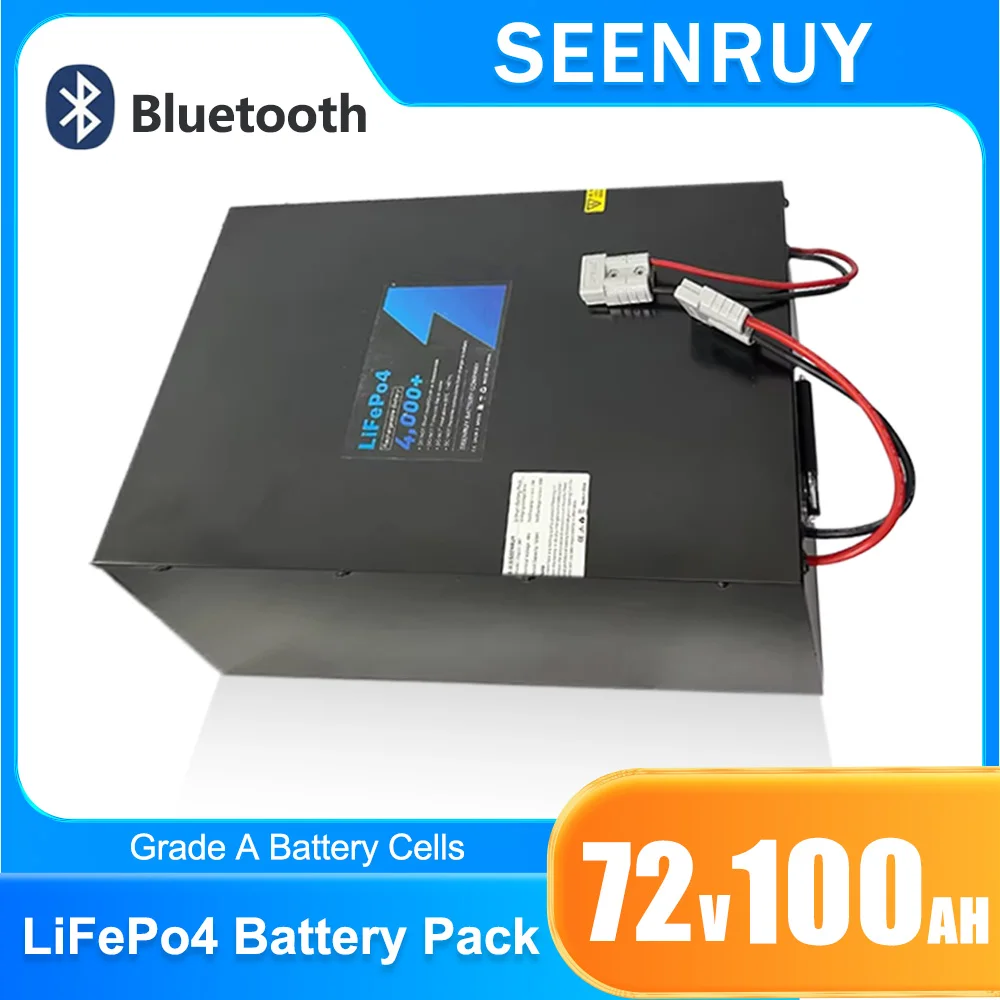 

72v 100AH LiFePO4 Battery Built-in Bluetooth BMS For 5000W 7000W electric Motorcycle Golf Cart + 10A Charger