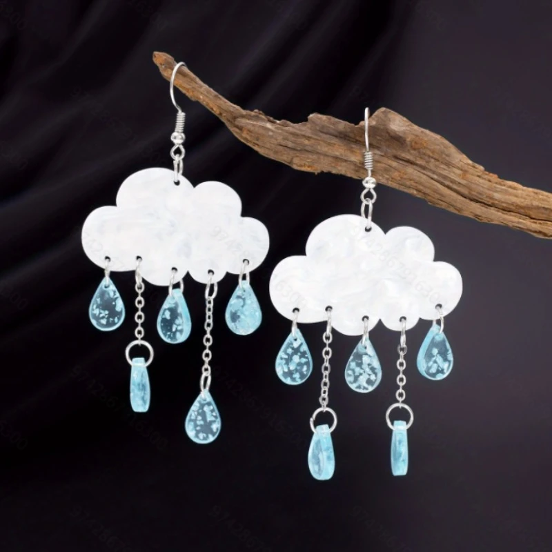 

New Cloud and Raindrop Pendant Earrings Fresh and Sweet Personalized Countryside Style Fashion Girl Festival Party Accessories