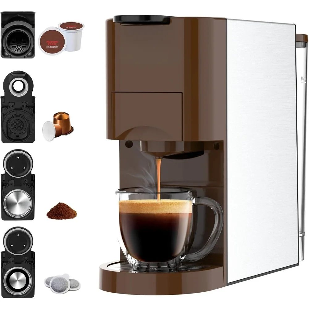 HAOYUNMA Single Serve Coffee Maker, 4 in1 Espresso Machine Original/K Cups Ground Coffee/illy Coffee