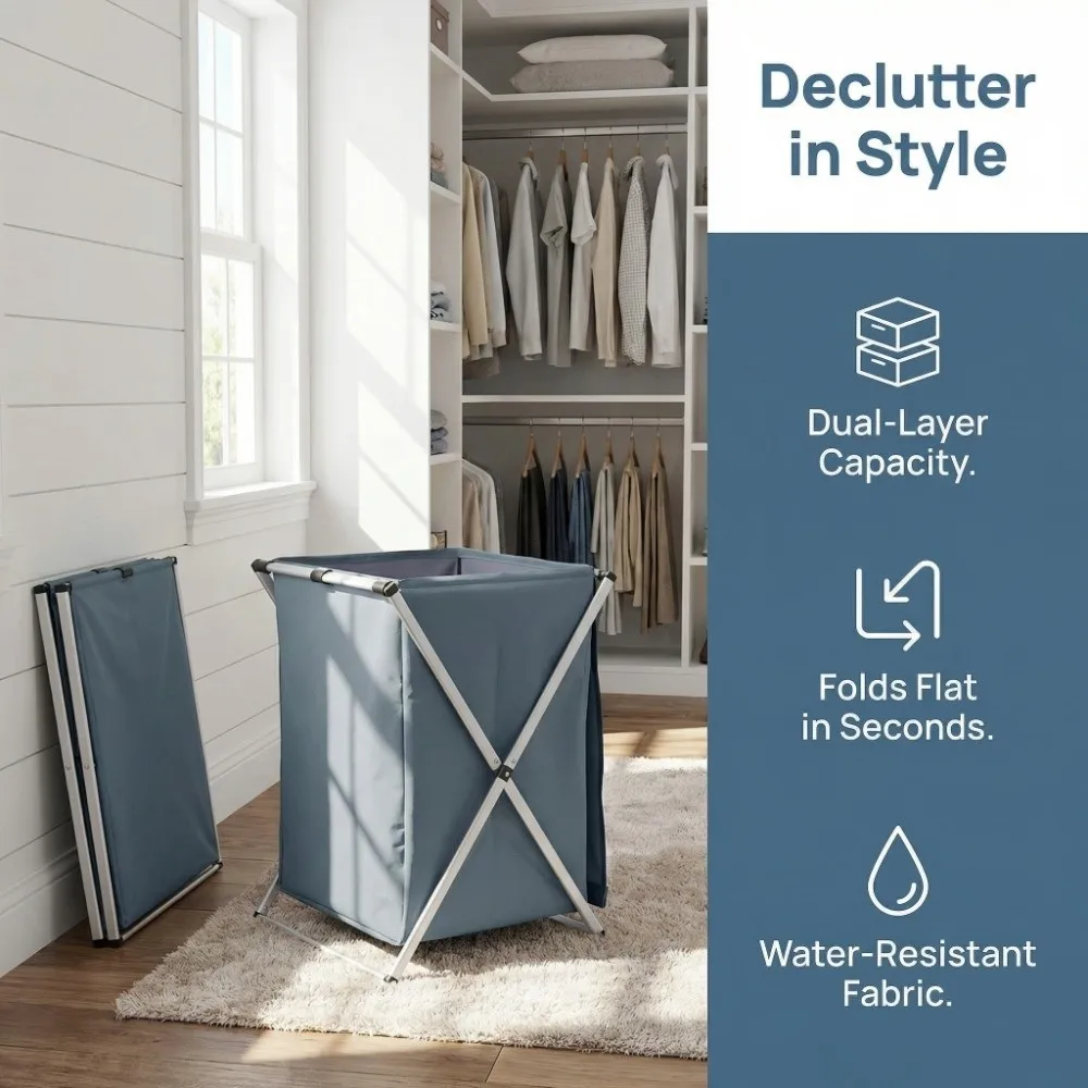 

Durable Double Layer Laundry Basket Waterproof Foldable Toy Organizer Dustproof Fabric Sundries Bucket Toy Holding