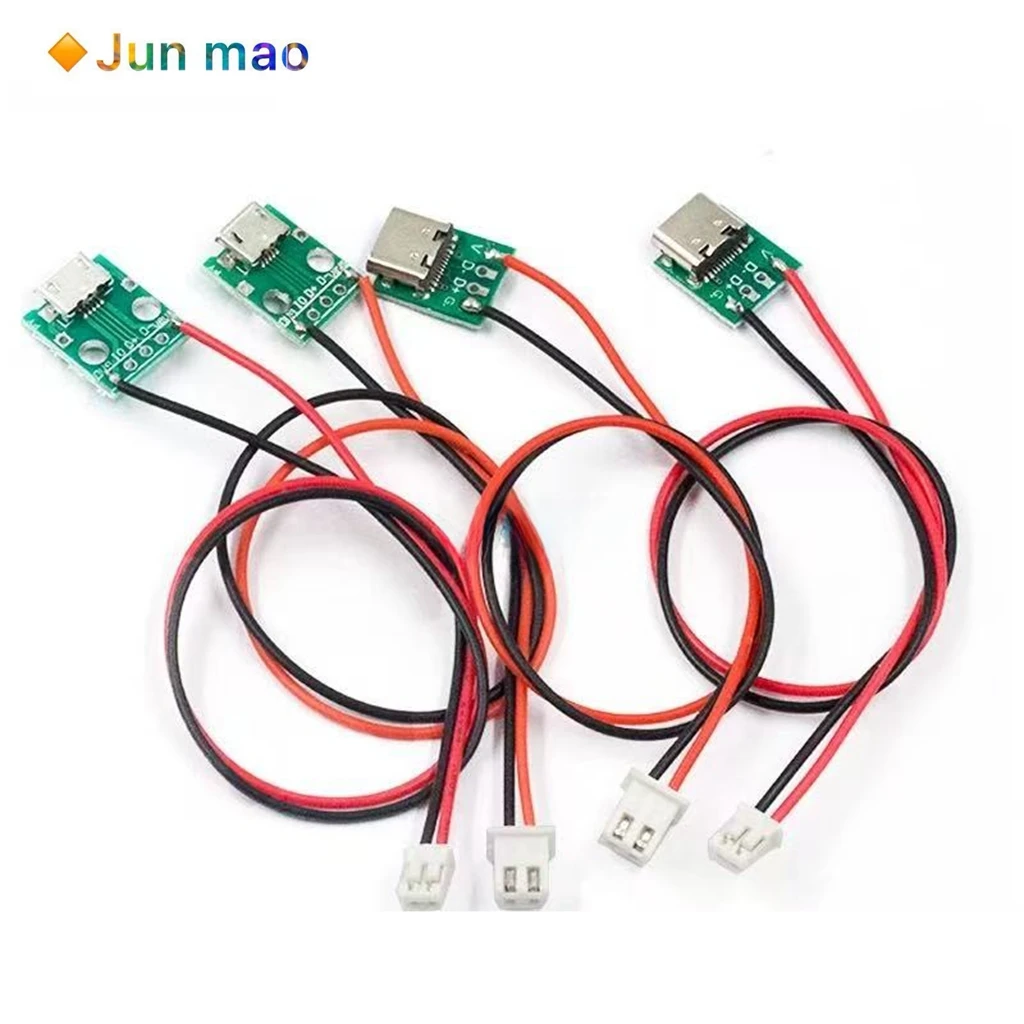 1PCS MICRO TYPE-C female adapter board with soldered terminal wires to XH2.54 PH2.0 power interface test board