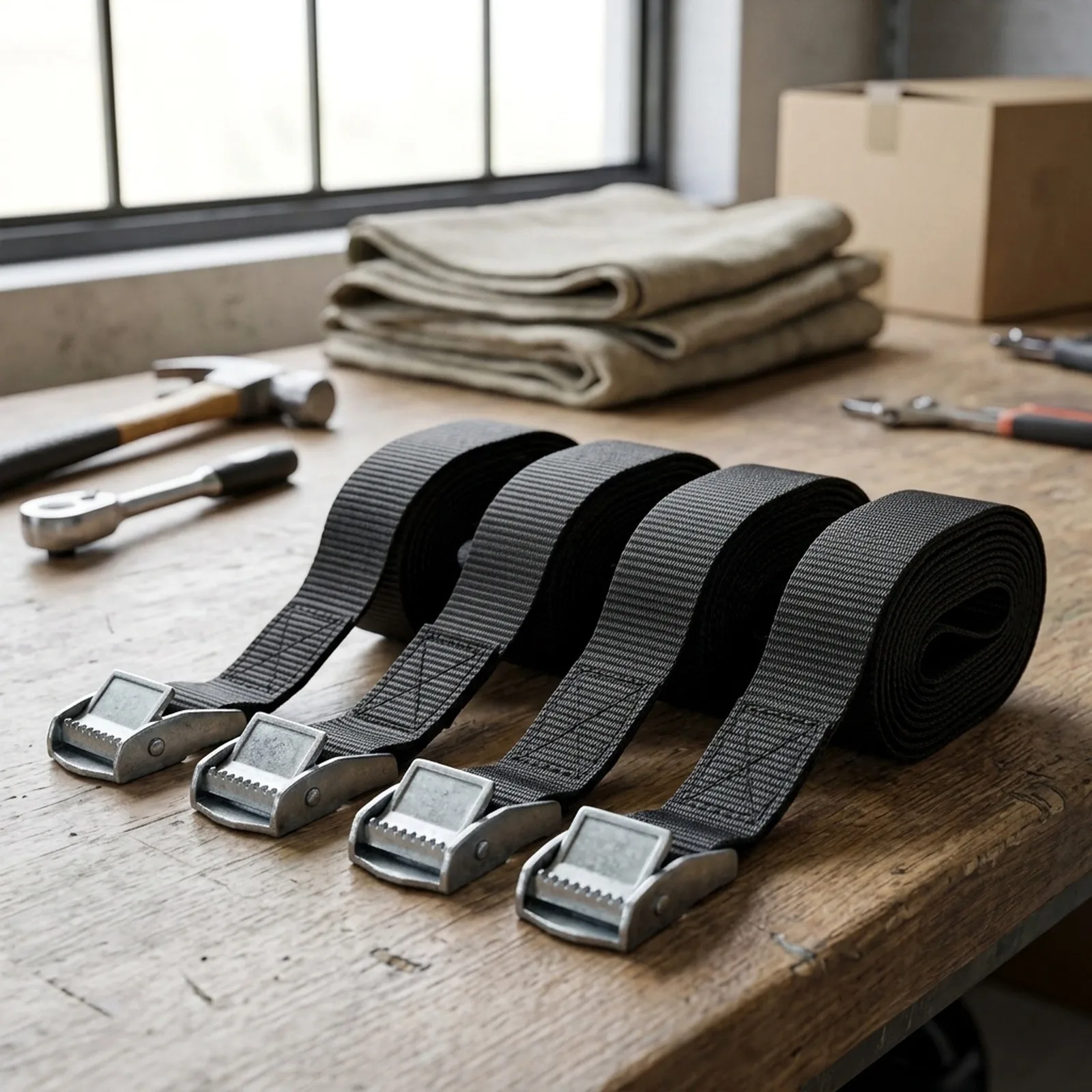 4 Pack 5M Buckle Cam Tie Down Belts High Quality Lashing Straps Zinc Alloy Buckle for ideal for Trailer Management and Bungees