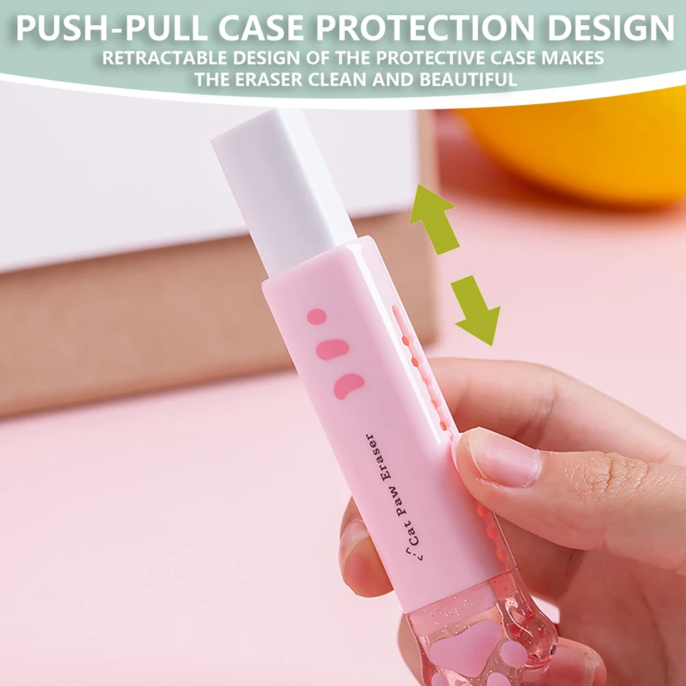 1-8 Stück Neu! Kawaii Katzenpfoten-Gummi-Radiergummis, einziehbarer Bleistift-Radiergummi für Kinder, Studenten, Schule, Zuhause, Büro, Schreiben, Zeichnen – Detail 5
