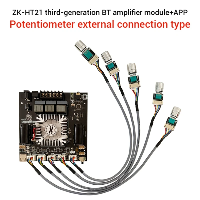 

ZK-ST21 Digital Power Amplifier Board 2.1 Channel 2X100w+200W Subwoofer TPA3221 Bluetooth Amplifier Module With Leads