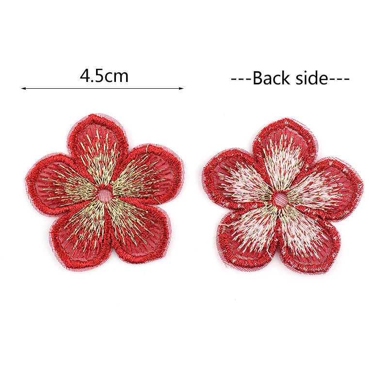 24Pcs 4.5cm Shiny Embroidered Colorful Flowers Appliques For DIY Headwear Hairpin Crafts Decoration Clothing Accessories