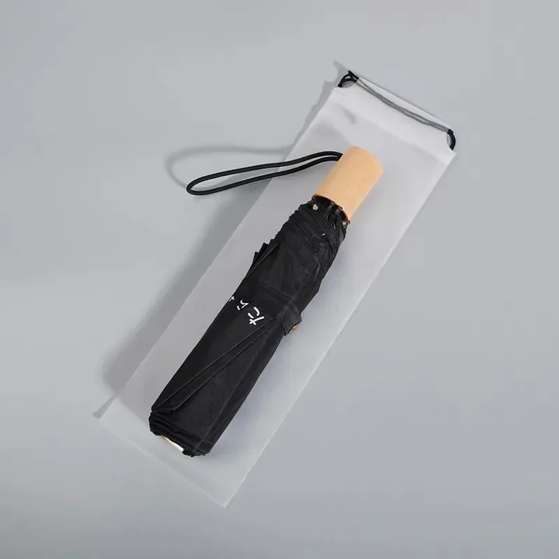 Reusable Portable Matte Translucent Plastic Bag Umbrella Storage Bag Umbrella Drawstring Storage Cover Home Storage Organizer