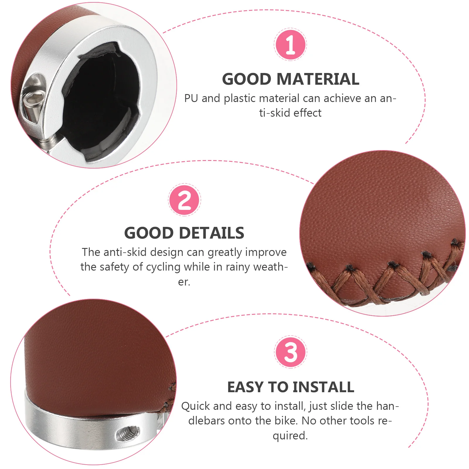 

2pcs Bicycle Handlebar Grips Pu Plastic Anti-Skid Soft Comfortable For Mountain Bike Road Bike Long Ride Protection Scooter