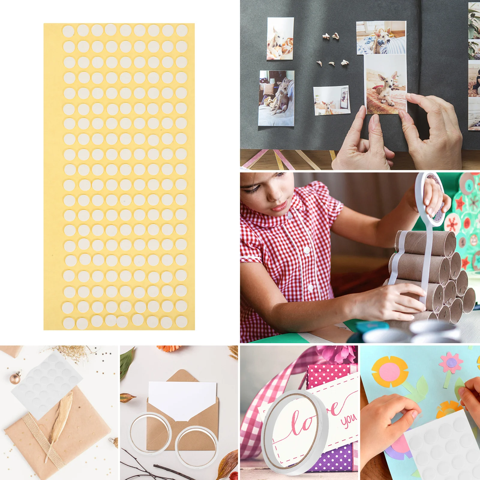 

1000Pcs Double Sided Adhesive Dots Clear Sticky Fixers for Crafts Photos Wall Hooks Removable No Residue Fast Bonding