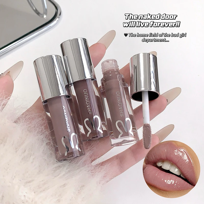 Black Lip Gloss Water Light Mirror Lip Glaze Nude Brown Metallic Silver Tint Lipstick Moisturizing Sweet Cool Girl Lip Makeup
