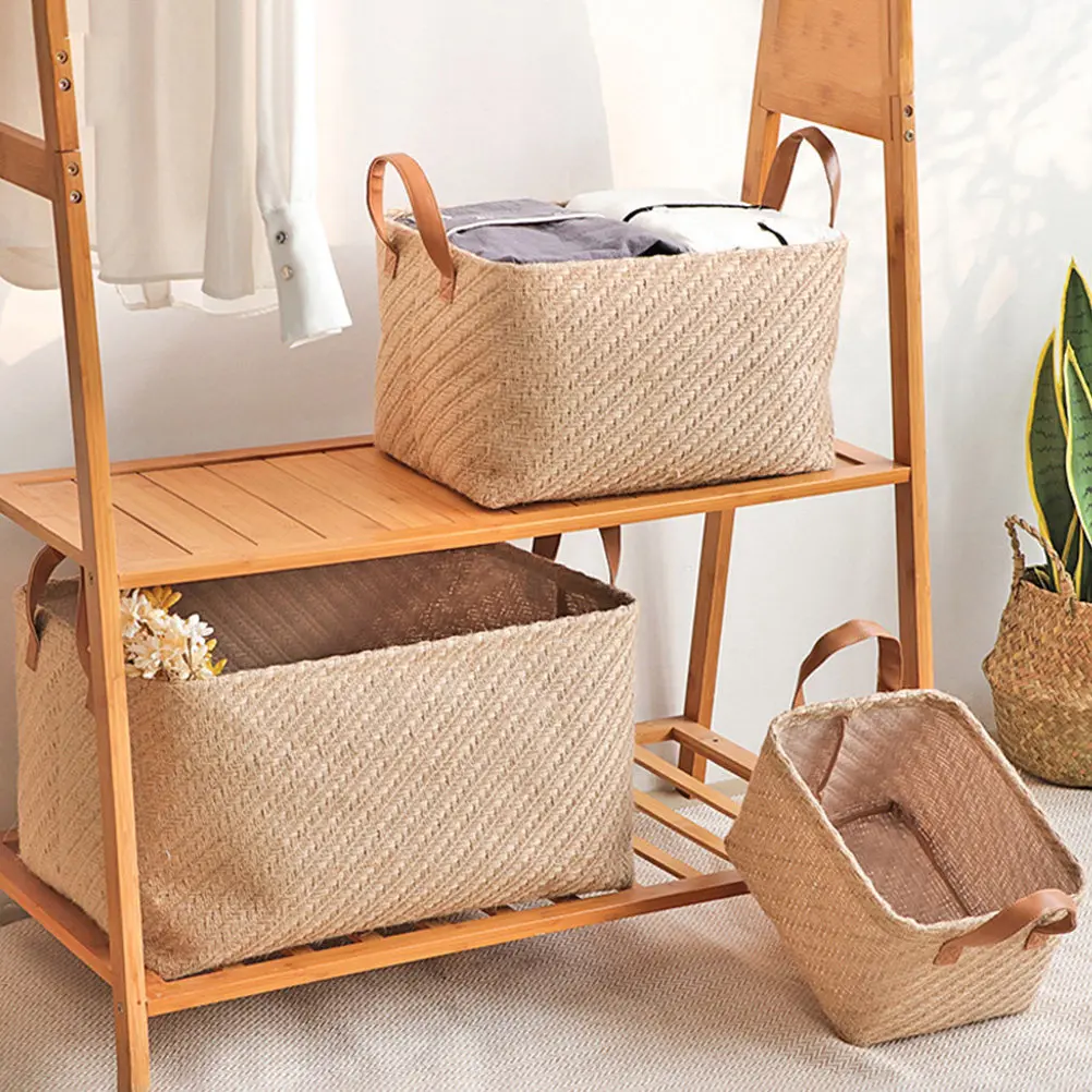 

Large Capacity Fabric Storage Basket Woven Organizer for Clothes Bedding Towels Blankets Living Room Home Use