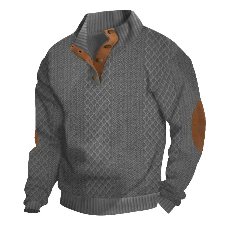 

Sweater Men 2026 Casual Autumn European-sized stand-up Collar long-sleeved Casual Outdoor Sweatshirt Jacquard Knitted Sweater