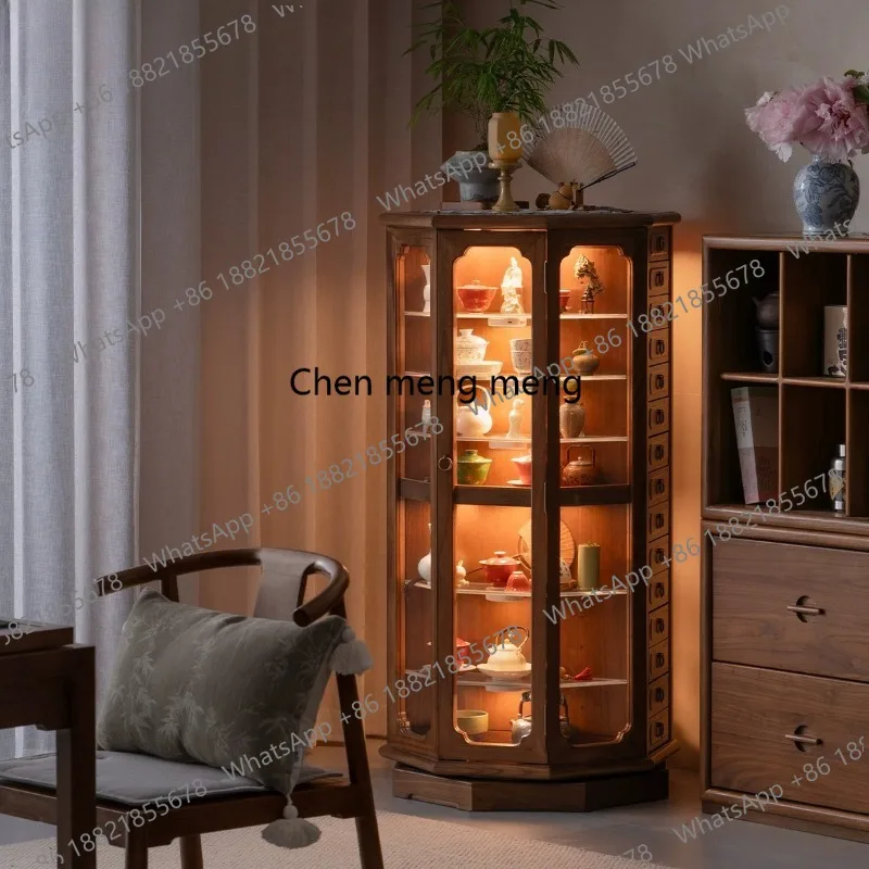 

New Chinese-style solid wood rotating cabinet Solid wood rotating display storage chest cabinet
