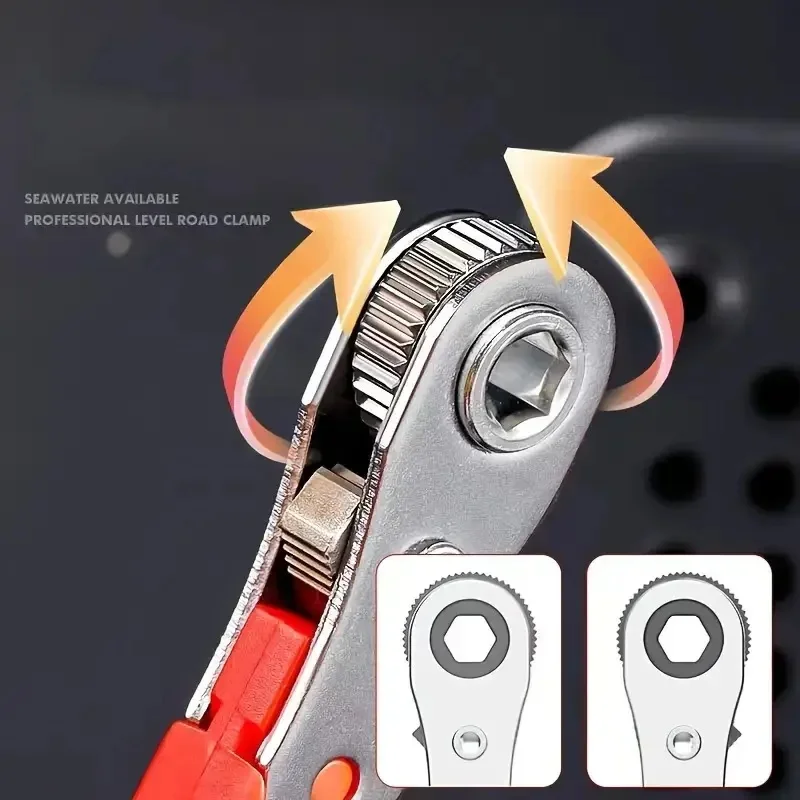 Red 5-Position Reversible Ratchet Screwdriver, Right-Angle & Phillips Head for Tight Spaces, Non-Slip Grip, No Assembly Needed