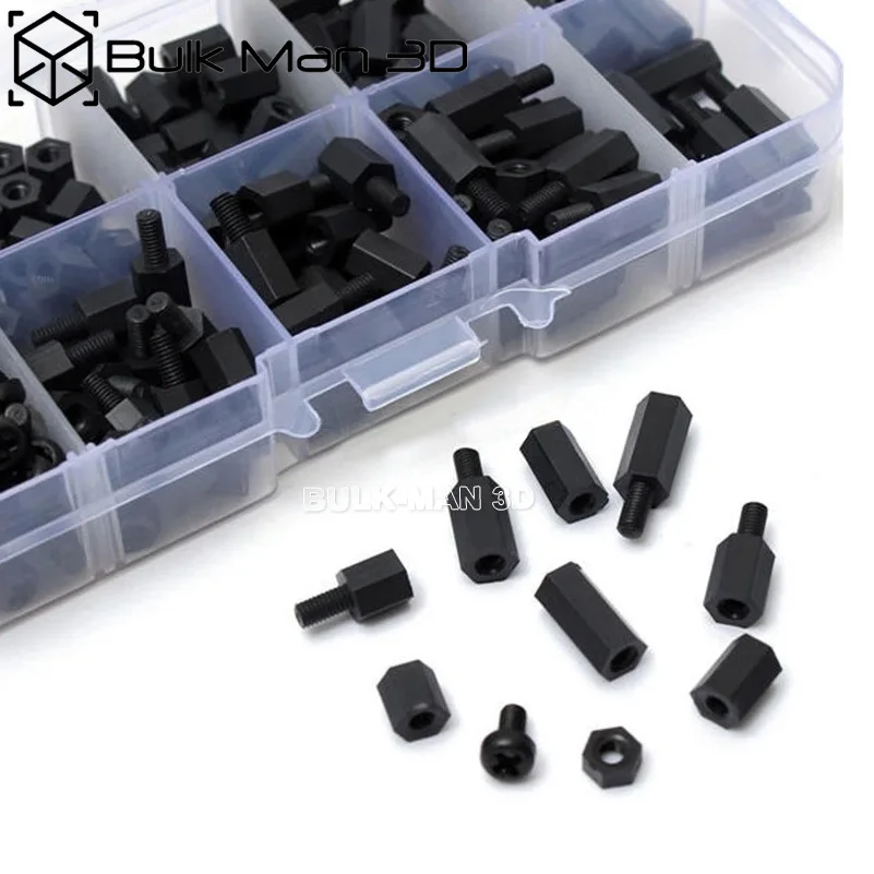 160 Stks/set M3 Zwart Nylon Standoff Spacer Kolom Platte Kop Plastic Afstandsschroeven Moeren